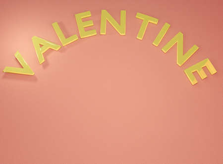 3D Rendering Valentines Day Background Mock Up, Love shape and Text. yellow and pink colorの写真素材