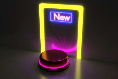 3D Rendering of Biggest Cylinder Display Neon Light Pink . Good For Background, Miniature, Toys, Add...