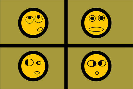 Vector of Four emoticon confused and Yellow Color. Perfect for background, presentation, wallpaper and gift.のイラスト素材
