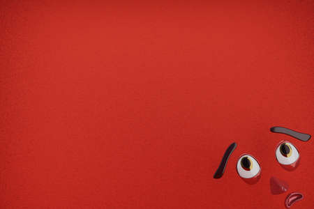 3d rendering of Unique Face, Scary Face, Corner Position and Red Wall. Perfect for background,...