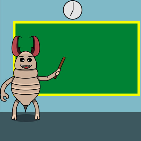 Vector Illustration of Termite is Teaching on Class and Class Background.のイラスト素材
