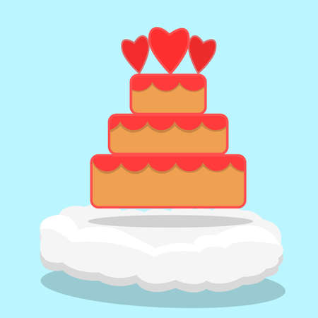 Vector Illustration Of Cake On Cloud and Blue Color Background.のイラスト素材