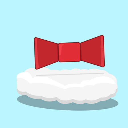 Vector Illustration of  Icon Red Tie on Clouds and Blue Color Backgroundのイラスト素材