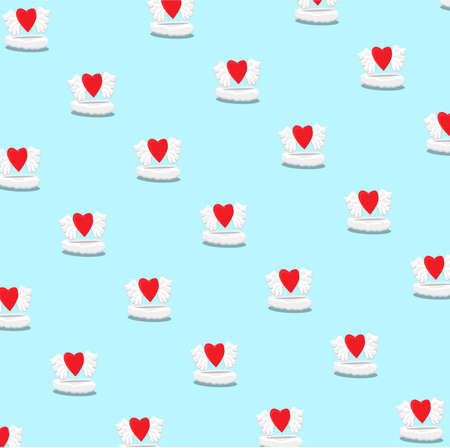 Vector Illustration Of Love with Wing on Clouds and Blue Colors Background.のイラスト素材