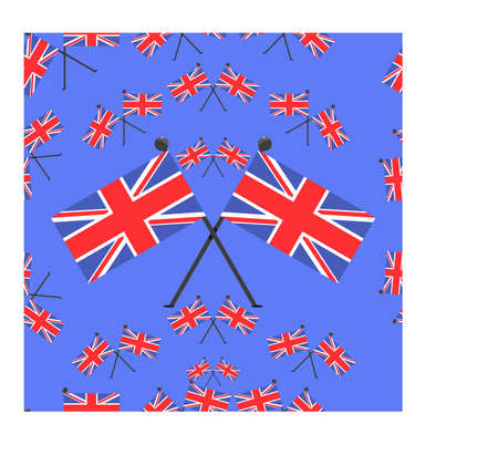 Vector Illustration of Inggris Pattern Flags and Blue Colors Background.のイラスト素材