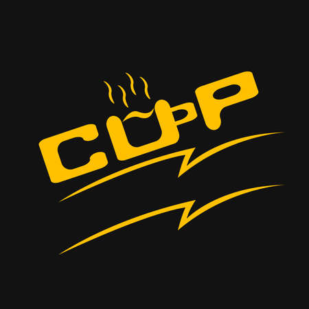 Vector Illustration Of Cup Coffe Logo, Gold and Black Colors Background.