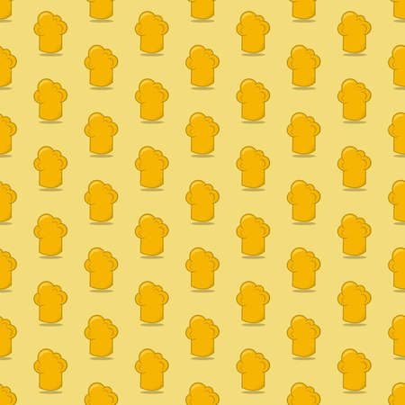Vector Illustration Of Hat Chef Pattern, Yellow Colors Backgroundのイラスト素材