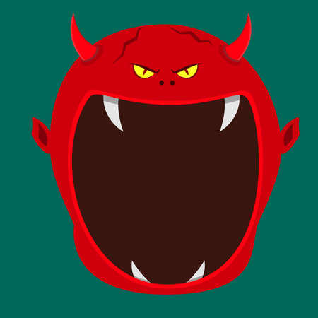 Halloween character design with  Big Devil Character Head  and Open mouth , Vector and Illustration.のイラスト素材