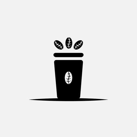 Coffee Cup Logo Design Template With Three Beans and Cup . Coffee Shop Label. Logo, Icon, and Label Design. Vector And Illustration.のイラスト素材
