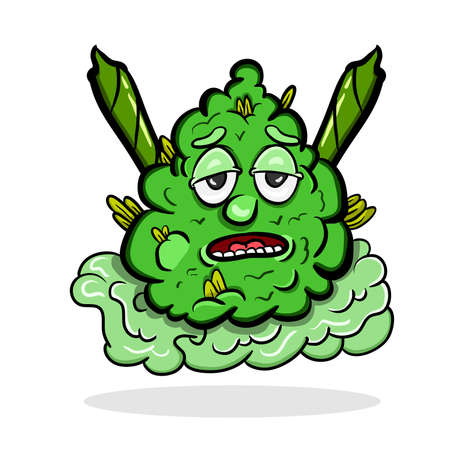 Marijuana Bud Character For Mascot. Vector Clip Art. Vector and Illustrationのイラスト素材