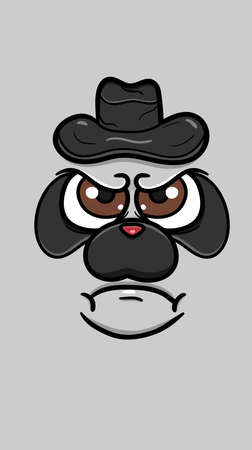 Cute Angry Panda Face With Mafia Hat. Vector Poster Wallpaper Background. Vector And Illustration.のイラスト素材