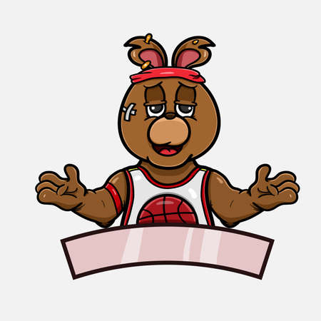 Mascot Bear Basket Cartoon. Vector and Illustration.のイラスト素材