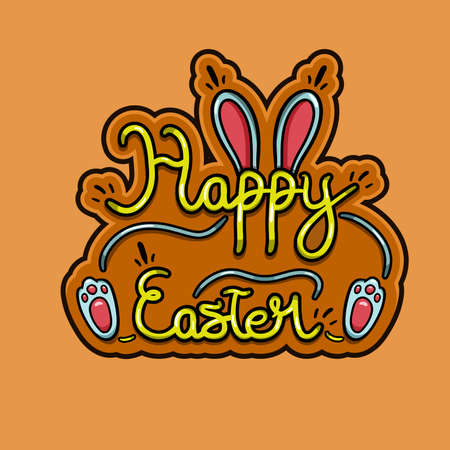 Happy Easter Font Cartoon. Happy Easter Theme. Vector and Illustration.