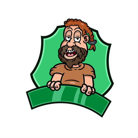 Cartoon Mascot of Bearded Boy Logo Emblem. Vector and Illustration.のイラスト素材