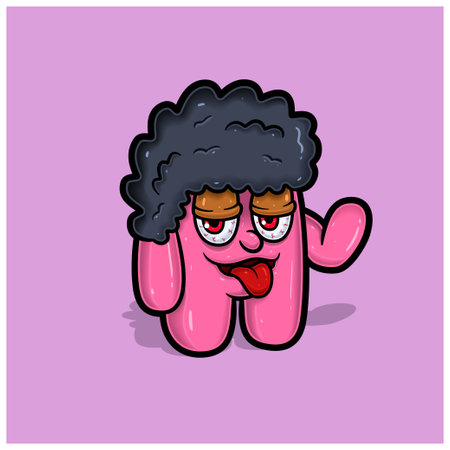 Monster Pink Gum Characters Cartoon. Vectors and Illustrations.のイラスト素材