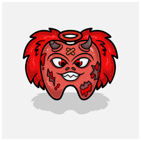 Evil Tooth Fairy Character Cartoon. With Simple Gradients. Vectors and Illustrations.のイラスト素材