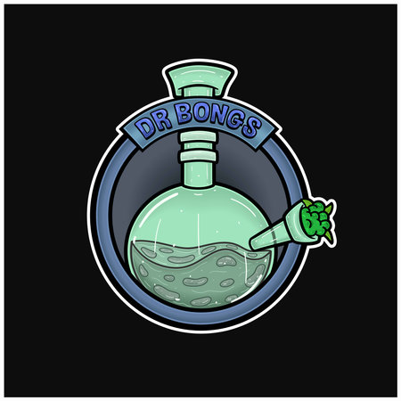 Glass Bong Logo and DR BONGS Text. Weed Design For Logo, Label, Shop, Store and Packaging Product. Vectors Illustrations.のイラスト素材