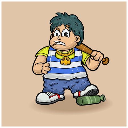 Bad Boy With Style Mascot Character Cartoon. Vectors Illustrations.のイラスト素材