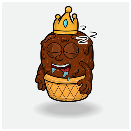 Ice cream With Sleep expression. Mascot cartoon character for flavor, strain, label and packaging product. Vector Illustrationのイラスト素材