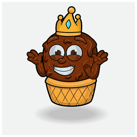 Ice cream With Dont Know Smile expression. Mascot cartoon character for flavor, strain, label and packaging product. Vector Illustrationのイラスト素材