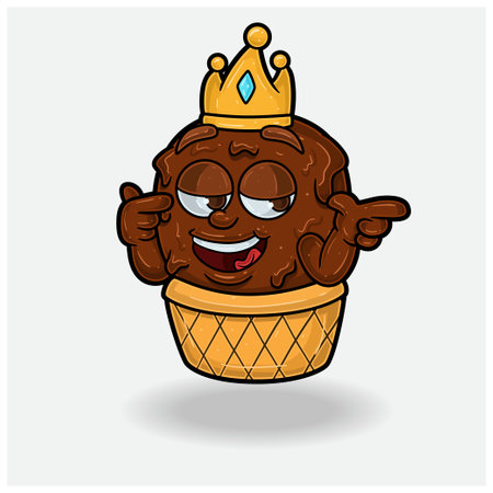 Ice cream With Smug expression. Mascot cartoon character for flavor, strain, label and packaging product. Vector Illustrationのイラスト素材