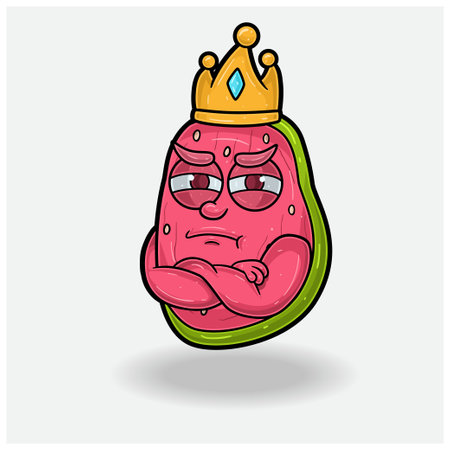 Guava Fruit With Jealous expression. Mascot cartoon character for flavor, strain, label and packaging product. Vector Illustrationのイラスト素材