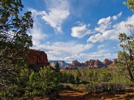 View looking back on Broken Arrow Trail towards Oak Creek Canyonの写真素材