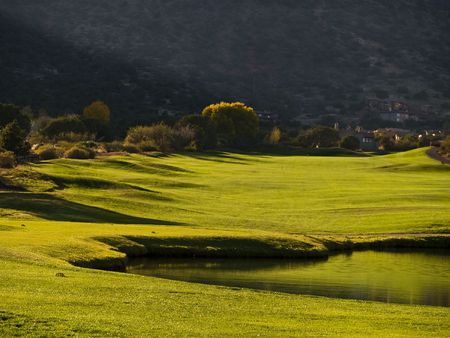 View up the fairway late afternoonの写真素材