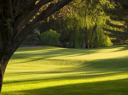 The seventh green late afternoonの写真素材