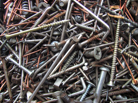 old nail and screw backgrondの写真素材