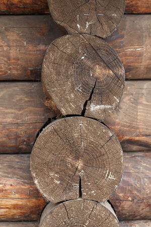 Timber corner. Close up fragmentの写真素材