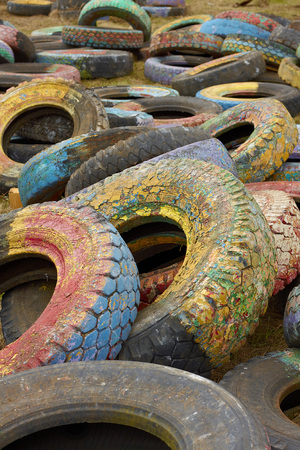 Old tires with draft surfaceの写真素材