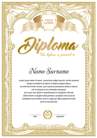 Diploma vintage design templateのイラスト素材