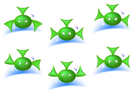 Free abstarct shape set as a alien green headのイラスト素材