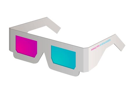 Cinema anaglyph eyeglasses on white. Simple graphic illustrationのイラスト素材