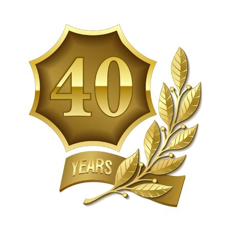 Anniversary gold plated label. 40 yearsのイラスト素材