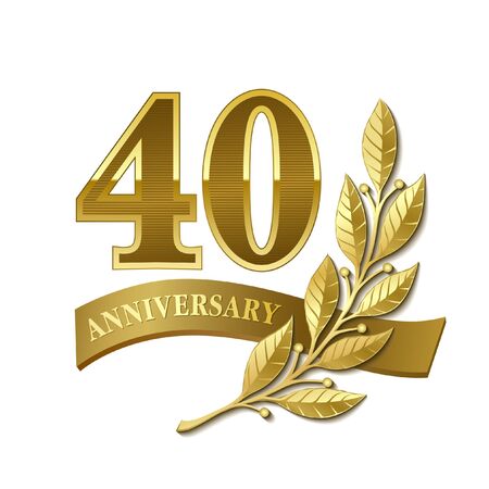 Anniversary gold plated label. 40 yearsのイラスト素材