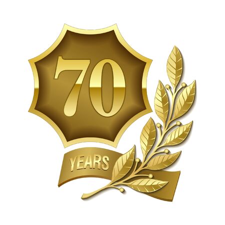 Anniversary gold plated label. 70 yearsのイラスト素材