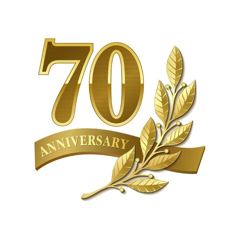 Anniversary gold plated label. 70 yearsのイラスト素材