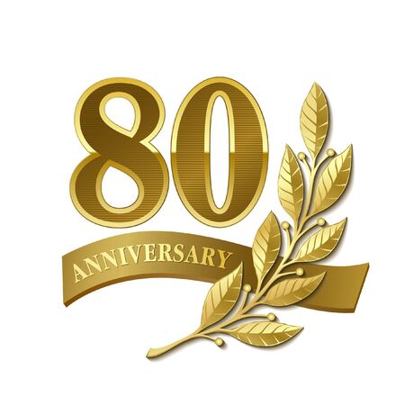 Anniversary gold plated label. 80 yearsのイラスト素材