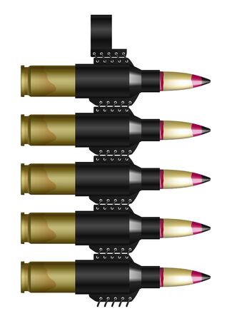 Machine-gun belt with cartridges. Short fragment isolated on whiteのイラスト素材