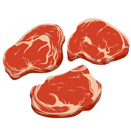 Beef steaks on white background. Clip art for print design.のイラスト素材