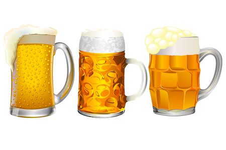 Colorful detailed glass mug of beerのイラスト素材