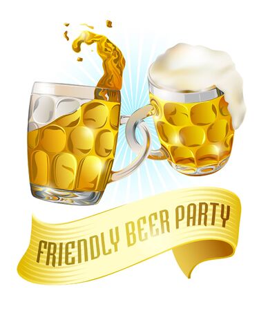 Beer party label. Invitation  template for beer festival, holidays or other shared events.のイラスト素材