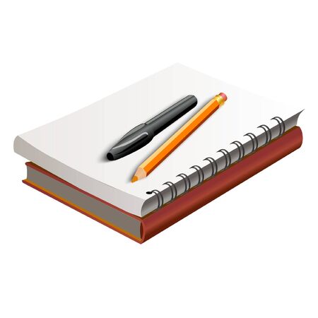 Stationery. Different business supllies as blocknote, marker and pencil.のイラスト素材