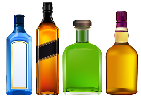 Realistic colorful alcohol bottles setのイラスト素材