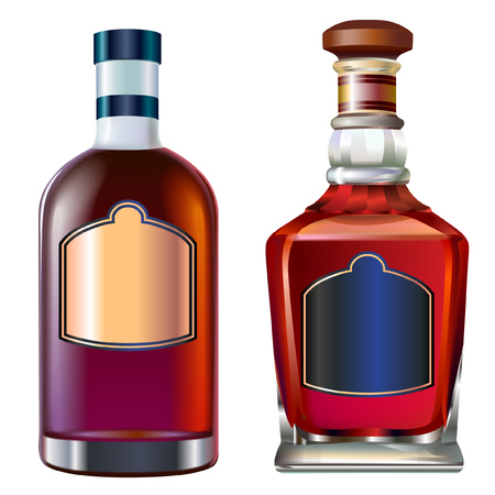 Realistic colorful alcohol bottles setのイラスト素材