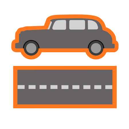 Icon template. Car and road fragmentのイラスト素材