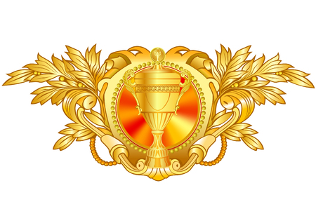 Heraldic decorative label with floral elements.のイラスト素材