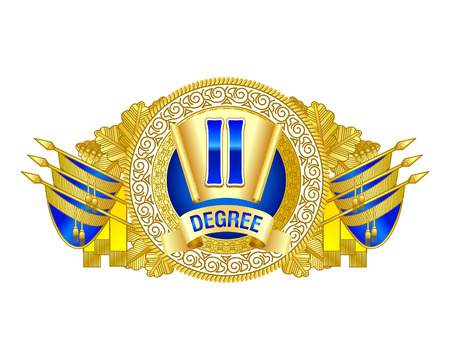 Heraldic decorative label of second degree. Blue and golden colors decorated. For diploma or certificates.のイラスト素材